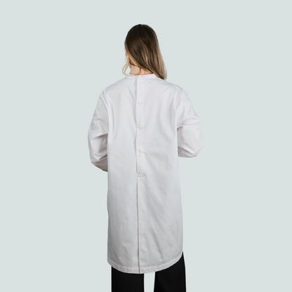 Bata de laboratorio blanca Básica Unisex - Botón Atrás