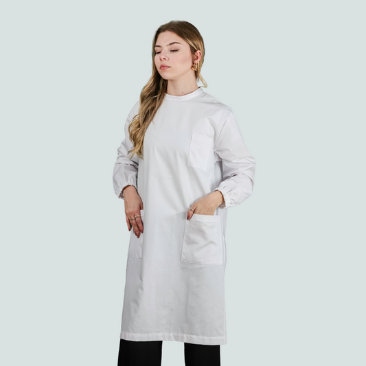 White lab coat Basic Unisex - Button Back