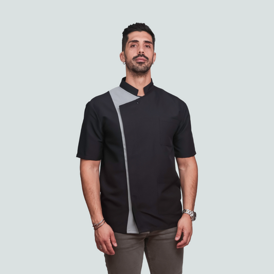 Túnica Gentlemen Preto e Cinza Antibacteriano