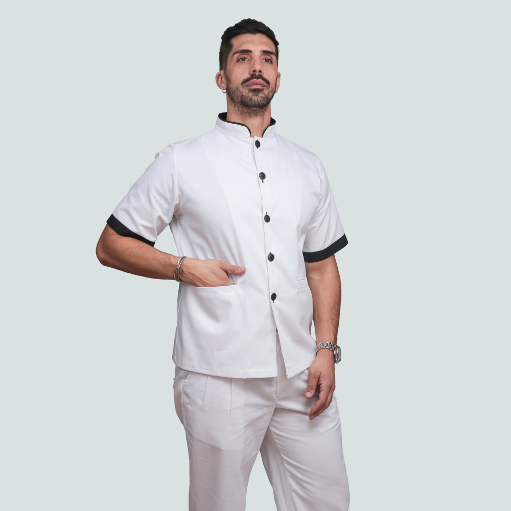 Casaco Gentlemen Branco e Preto Antibacteriano