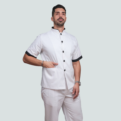 Casaco Gentlemen Branco e Preto Antibacteriano