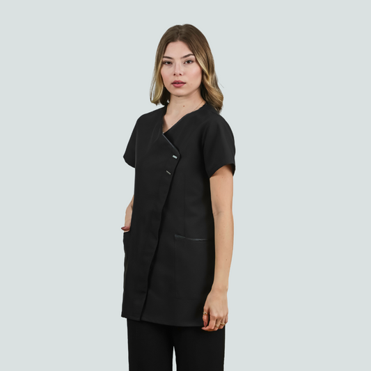 Black Anti-Bacterial Elegance Tunic - Belted Model