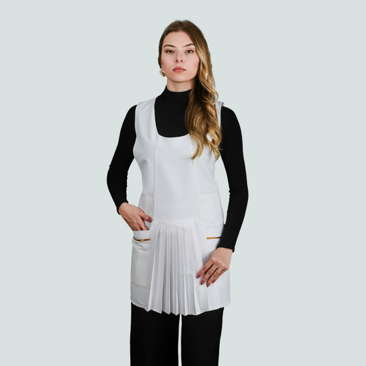 Túnica Ajustável Mona - Branco e Dourado