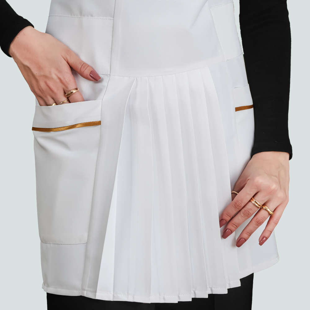 Mona Adjustable Tunic - White and Black - Anti-Bacterial Fabric