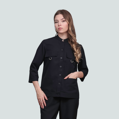 Blusa Paz Antibacteriano Manga 3/4 Preto