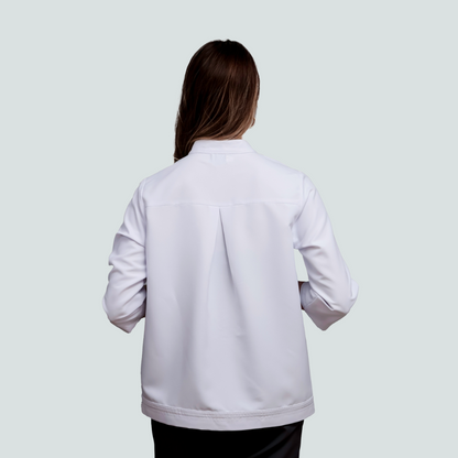 White Anti-Bacterial 3/4 Sleeve Peace Blouse - Snor Clothes