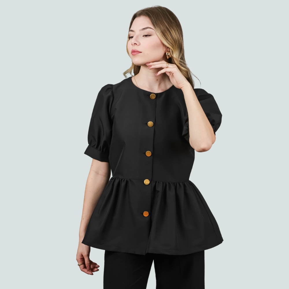Blusa Casaco Maria Preto- Tecido Antibacteriano