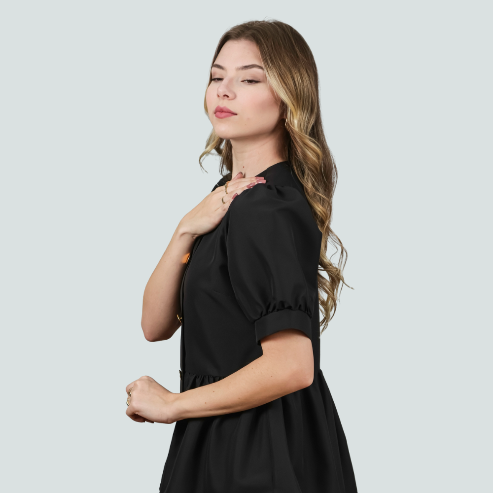 Blusa Casaco Maria Preto- Tecido Antibacteriano