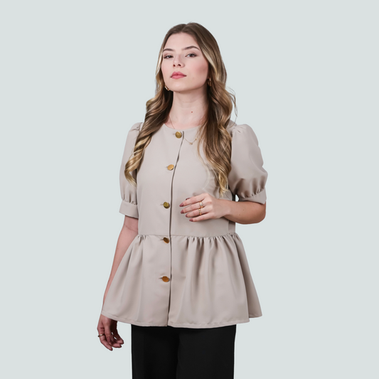 Maria Beige Coat Blouse - Anti-Bacterial Fabric