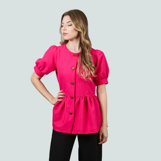 Blusa Casaco Maria Rosa Fúcsia - Tecido Antibacteriano