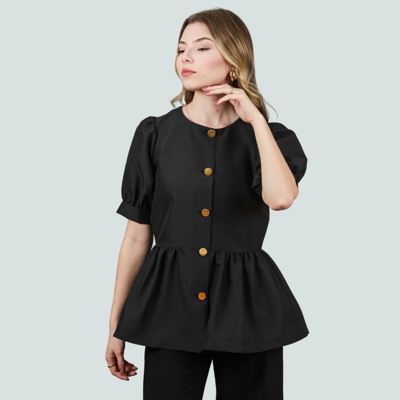 Blusa Casaco Maria Preto- Tecido Antibacteriano