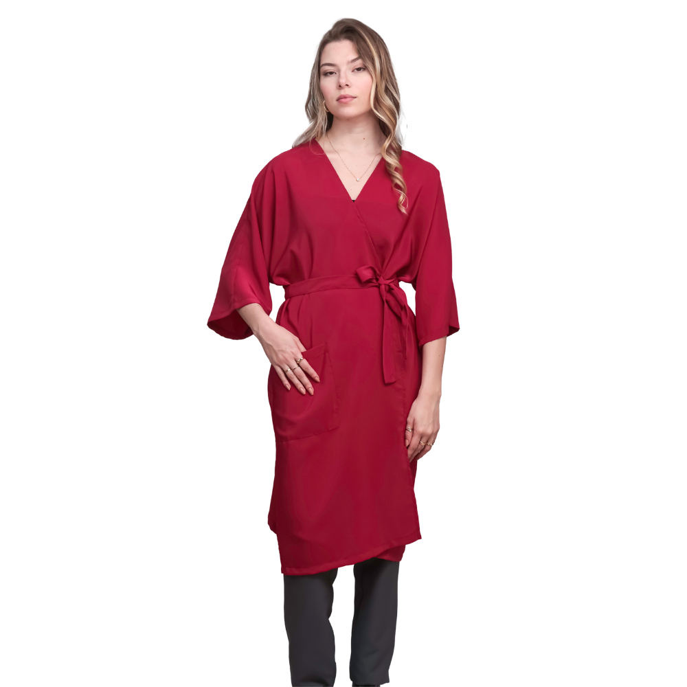 Anti-Stain Bordeaux Silk Client Gown