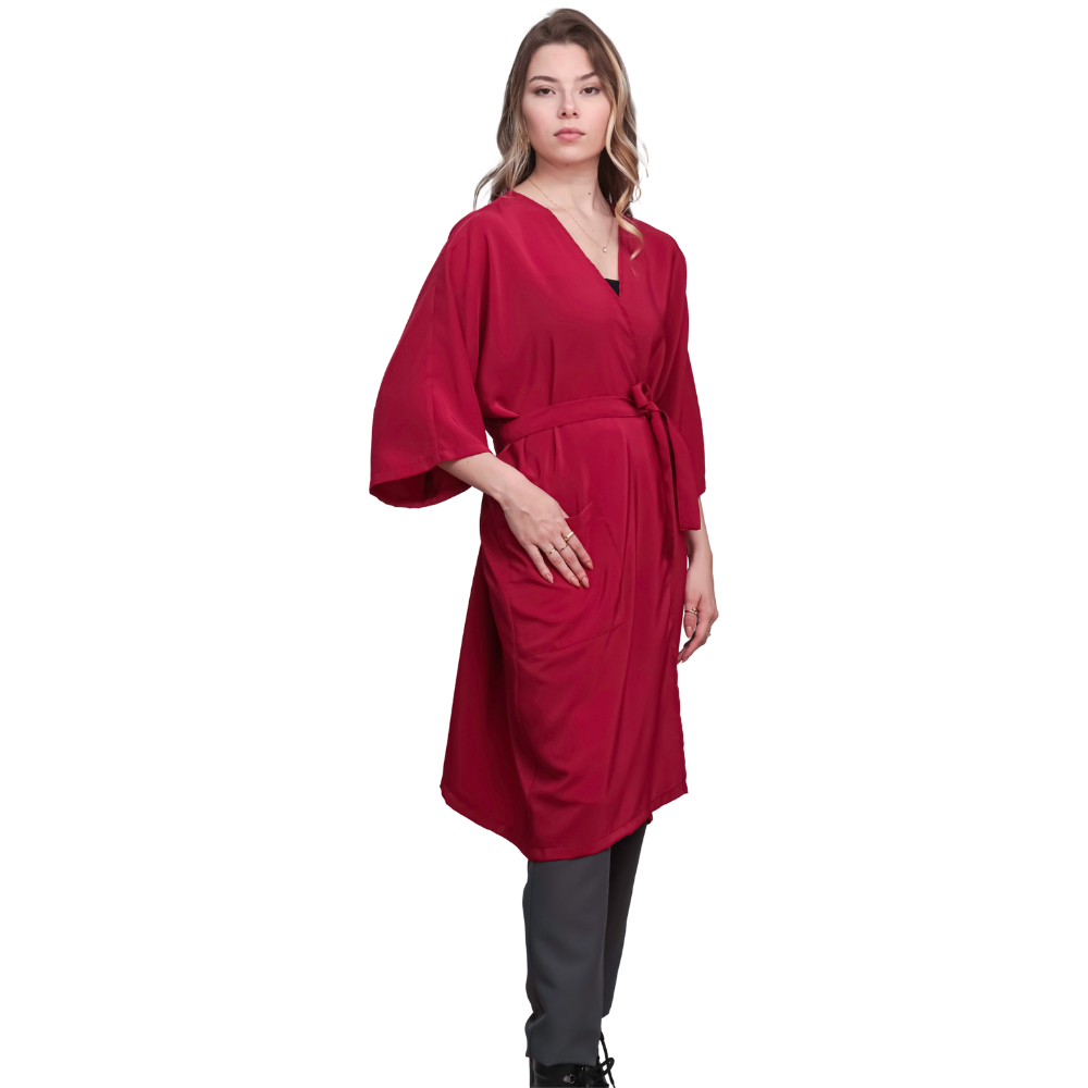 Anti-Stain Bordeaux Silk Client Gown