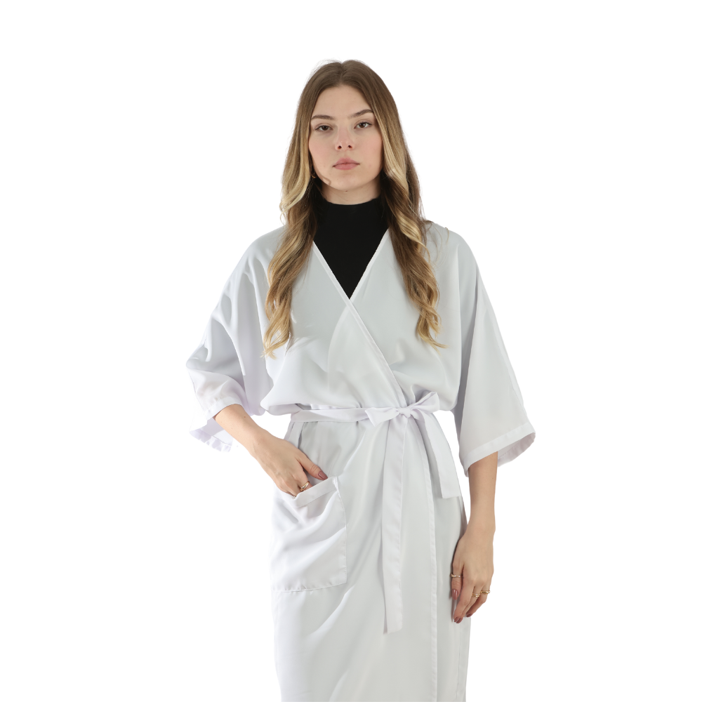 White Anti-Stains Silk Client Gown - Tam. Single