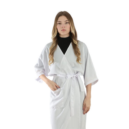 White Anti-Stains Silk Client Gown - Tam. Single