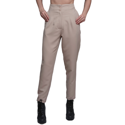 Pantalones beige antibacterianos de cintura alta - Jorpal 