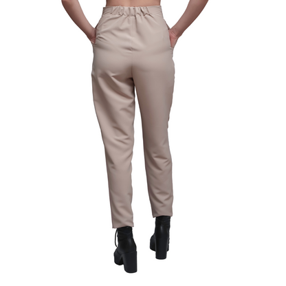 Pantalones beige antibacterianos de cintura alta - Jorpal 