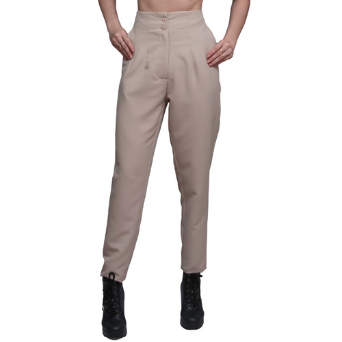 Beige Anti-Bacterial High Waist Pants - Jorpal 