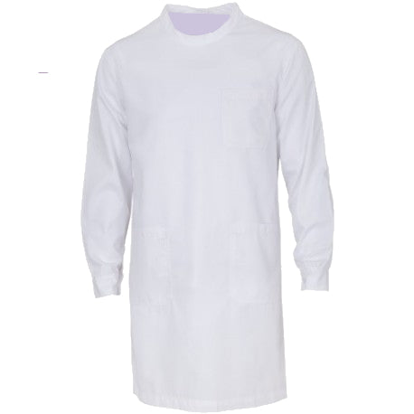 Bata de laboratorio blanca Básica Unisex - Botón Atrás