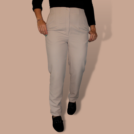 Pantalones beige antibacterianos de cintura alta - Jorpal 