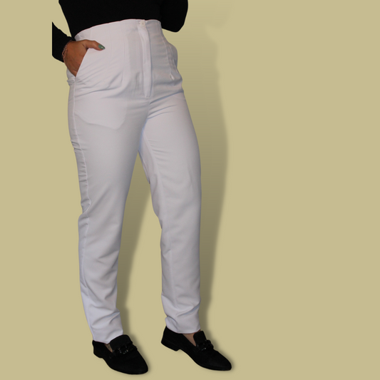 White Anti-Bacterial High Waist Pants - Jorpal 